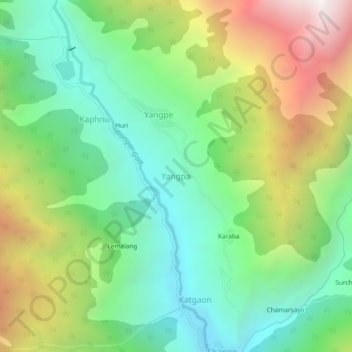 Mapa topográfico Yangpa, altitud, relieve