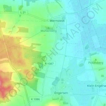 Mapa topográfico Neu Wernstedt, altitud, relieve