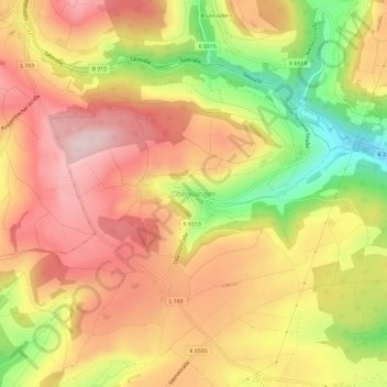 Mapa topográfico Oberwangen, altitud, relieve