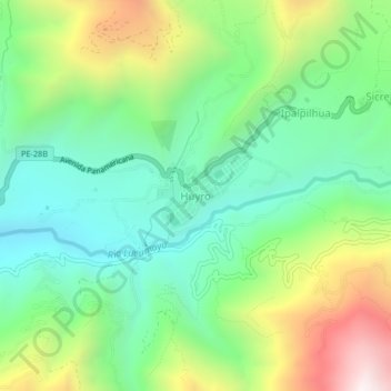 Mapa topográfico Huyro, altitud, relieve