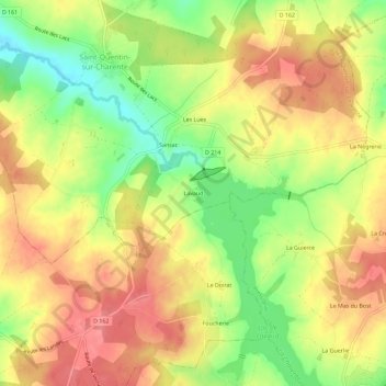 Mapa topográfico Lavaud, altitud, relieve