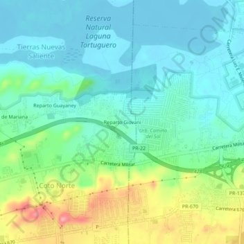 Mapa topográfico Reparto Giovani, altitud, relieve