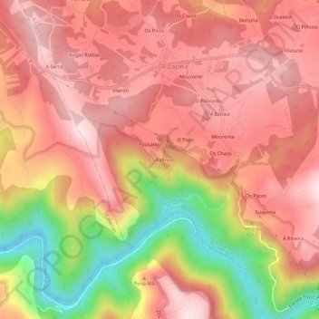Mapa topográfico O Sillabreu, altitud, relieve