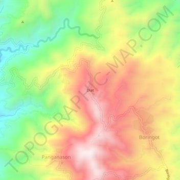 Mapa topográfico Diat, altitud, relieve