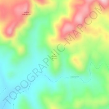 Mapa topográfico Mount Wilson, altitud, relieve