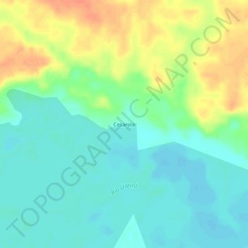 Mapa topográfico Cesareia, altitud, relieve