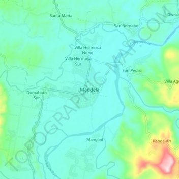 Mapa topográfico Maddela, altitud, relieve