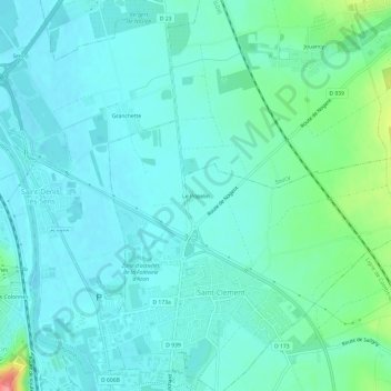 Mapa topográfico Le Popelin, altitud, relieve