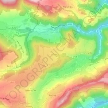 Mapa topográfico La Chaux, altitud, relieve