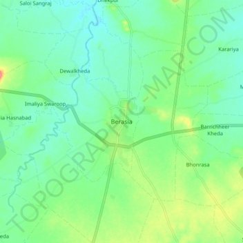 Mapa topográfico Berasia, altitud, relieve