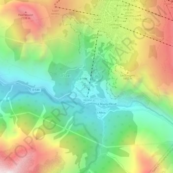 Mapa topográfico Le Courtil, altitud, relieve