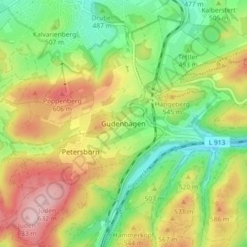 Mapa topográfico Gudenhagen, altitud, relieve