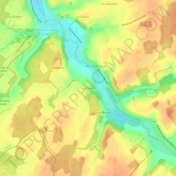 Mapa topográfico Les Caillats, altitud, relieve