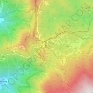 Mapa topográfico Passo del Bocco, altitud, relieve