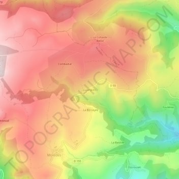Mapa topográfico Luzargues, altitud, relieve