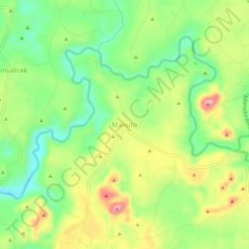 Mapa topográfico Manuto, altitud, relieve