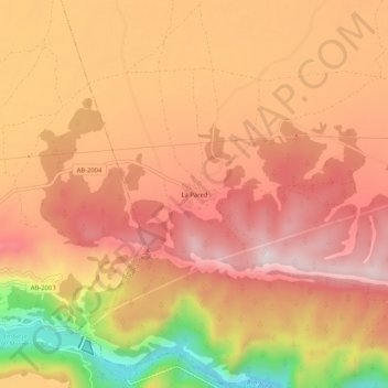 Mapa topográfico La Pared, altitud, relieve