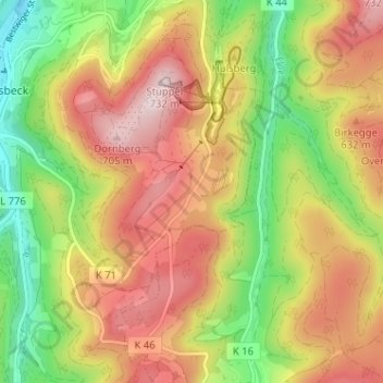 Mapa topográfico Wasserfall, altitud, relieve