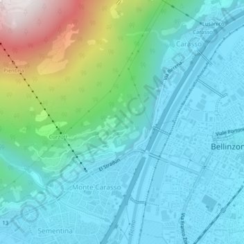 Mapa topográfico Zona Monti 1, altitud, relieve
