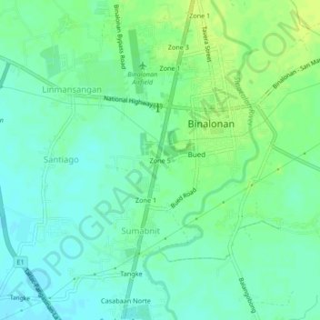 Mapa topográfico Zone 5, altitud, relieve