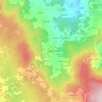 Mapa topográfico Barbaliche, altitud, relieve