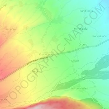 Mapa topográfico Wahipora, altitud, relieve