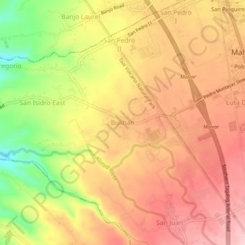 Mapa topográfico Bulihan, altitud, relieve