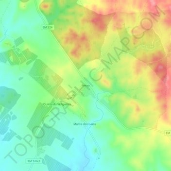 Mapa topográfico Freixo, altitud, relieve