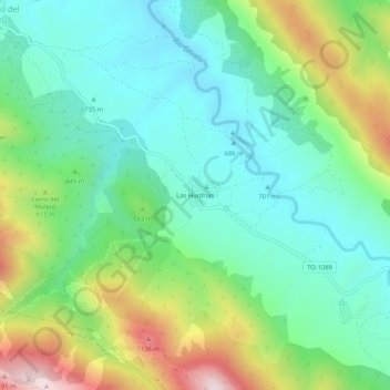 Mapa topográfico Las Hunfrías, altitud, relieve
