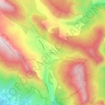 Mapa topográfico Léoux, altitud, relieve