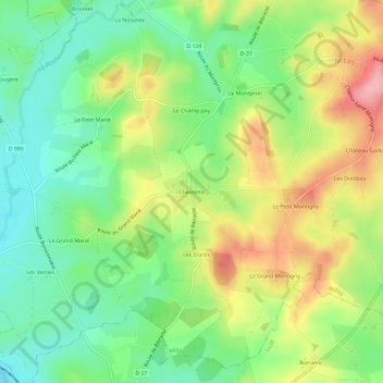 Mapa topográfico Chevrette, altitud, relieve