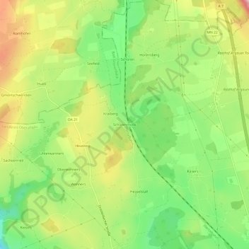 Mapa topográfico Schorenmoos, altitud, relieve