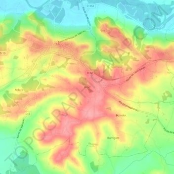 Mapa topográfico Bibe, altitud, relieve