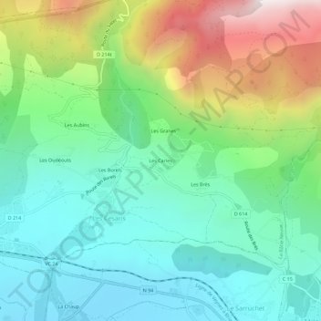 Mapa topográfico Les Carles, altitud, relieve