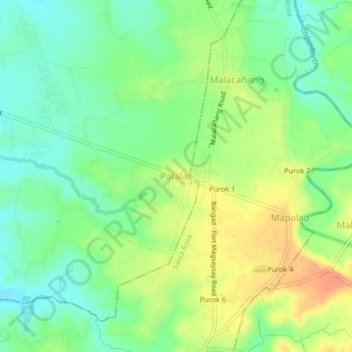 Mapa topográfico Patalac, altitud, relieve