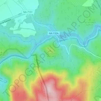 Mapa topográfico Castejón, altitud, relieve
