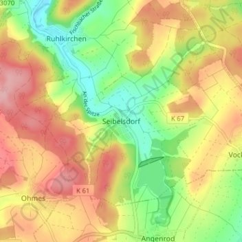 Mapa topográfico Seibelsdorf, altitud, relieve