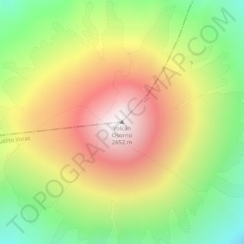 Mapa topográfico Volcán Osorno, altitud, relieve