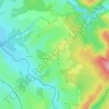 Mapa topográfico Coulon, altitud, relieve