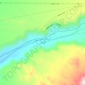 Mapa topográfico Llanta, altitud, relieve