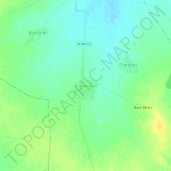 Mapa topográfico Mandawali, altitud, relieve