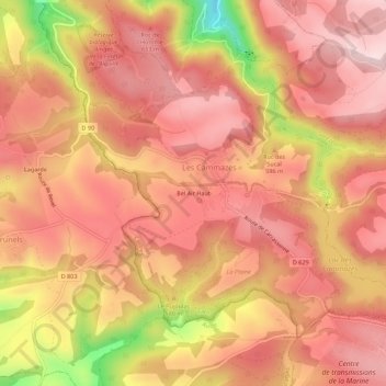 Mapa topográfico Bel Air Haut, altitud, relieve