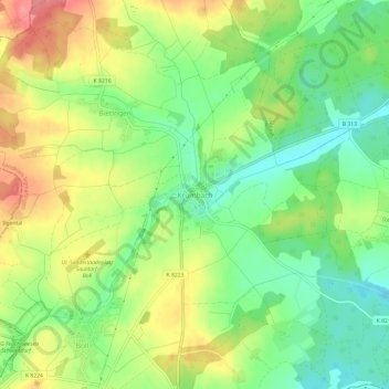 Mapa topográfico Krumbach, altitud, relieve