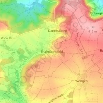 Mapa topográfico Thalmannsfeld, altitud, relieve