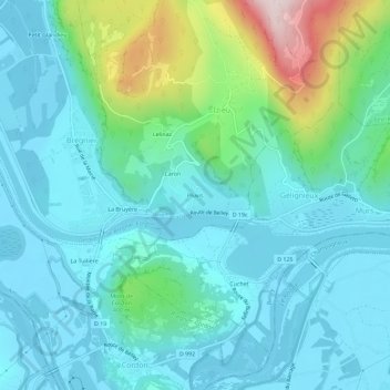 Mapa topográfico Pluvis, altitud, relieve
