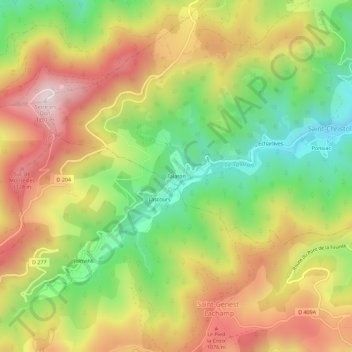 Mapa topográfico Talaron, altitud, relieve