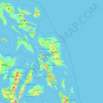Mapa topográfico Samar, altitud, relieve