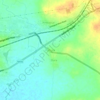 Mapa topográfico Pathara, altitud, relieve