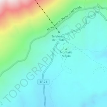 Mapa topográfico El Teide, altitud, relieve