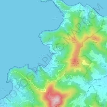 Mapa topográfico Scaglieri, altitud, relieve